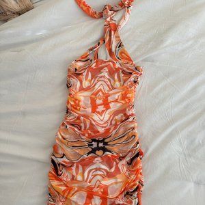 Mini ruched Pattern Dress-NEVER WORN